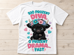 100 Prozent Diva 0 Prozent Drama Highland Cow T-Shirt Mockup
