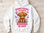 Schmetterlinge im Bauch Hörner im Kopf Highland Cow Hoodie Mockup