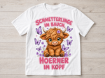 Schmetterlinge im Bauch Hörner im Kopf Highland Cow T-Shirt Mockup