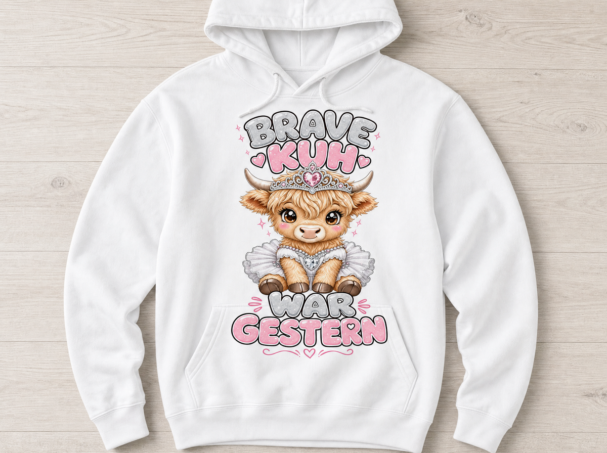 Brave Kuh war gestern Highland Cow Hoodie Mockup